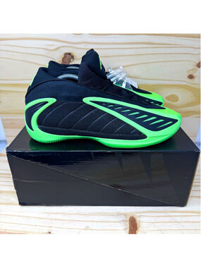 adidas AE 2 Black Lime Burst Low Top Basketball Shoes Cushioned JR1572